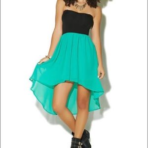 Black & Aqua Green High Low Dress